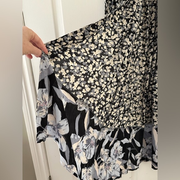 Billabong Button-Up Maxi Dress XS Black Floral Tie Waist Long Sleeve - Picture 7 of 12